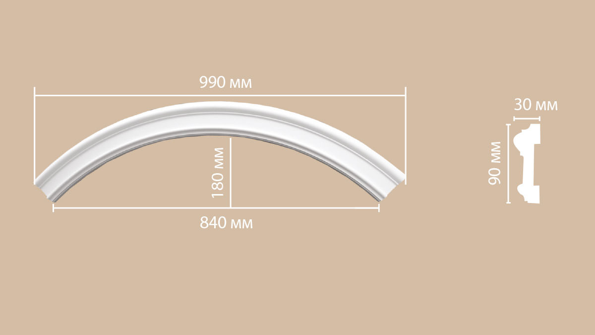 Радиус [1/4 круга] DECOMASTER 897901-120 (Rнар. 690 | Rвн. 600мм)